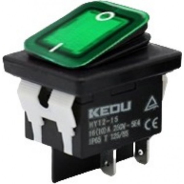Διακοπτης Rocker Μεγαλος 4P Με Λυχνια On-Off 10Α/250V Ip65 Πρασινος Hy12-15 Ked Διακοπτης Rocker Μεγαλος 4P Με Λυχνια On-Off 10Α/250V Ip65 Πρασινος Hy12-15 Ked