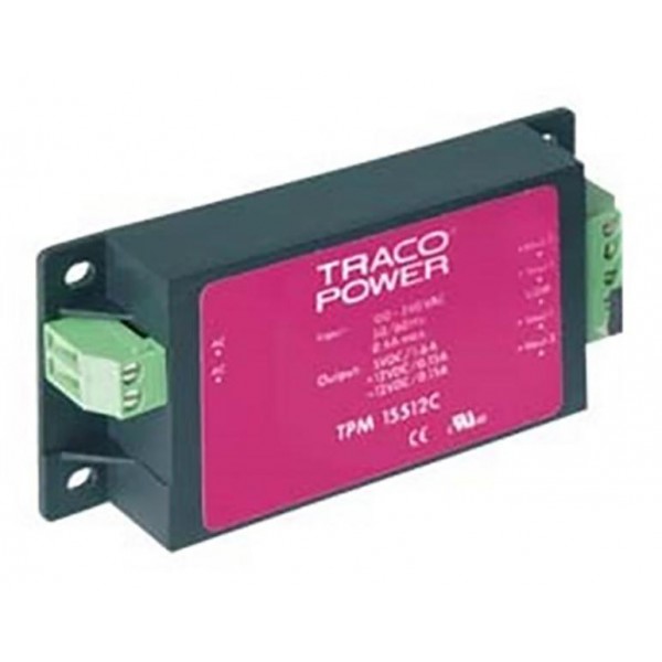 Τροφοδοτικο 15W/5Vdc/±12Vdc Με Κλεμα Διπλης Εξοδου Tmp 15512C Traco Power