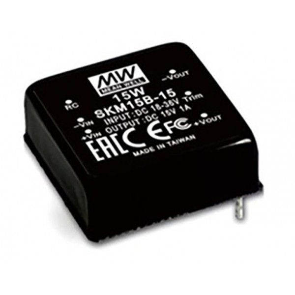Converter Dc/dc 15W/18-36V/12V/1.25A Pcb Skm15B-12 Mean Well (Τεμάχια 2)