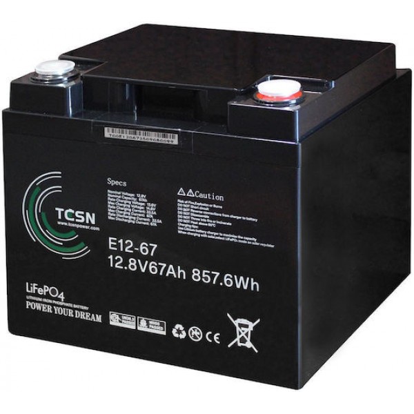 Μπαταρια Λιθιου 12.8V 67Ah Lifepo4 E12-67 Tcn