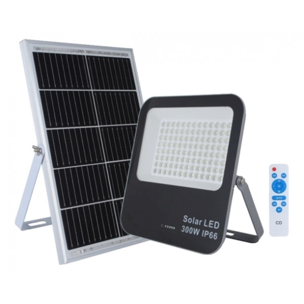 Προβολεας Led 300W 3.2V/30Ah 6500K Day Light Με Solar Panel Και Remote Control Rlx