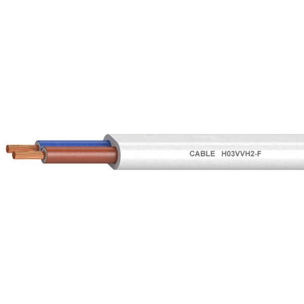 Καλωδιο Ηλεκτρολογικο Ευκαμπτο H03Vvh2F 2X0.75Mm² Λευκο Top Καλωδιο Ηλεκτρολογικο Ευκαμπτο H03Vvh2F 2X0.75Mm² Λευκο Top