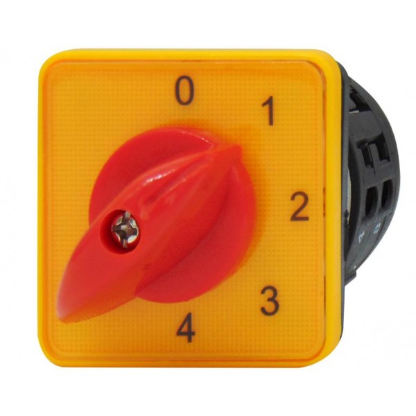Διακοπτης Περιστροφικος Μεταγωγεας 0-4 Θεσεων 1P 20A Με Πλακα 52X52 Κιτρινη G1620Ahm58 Hnm