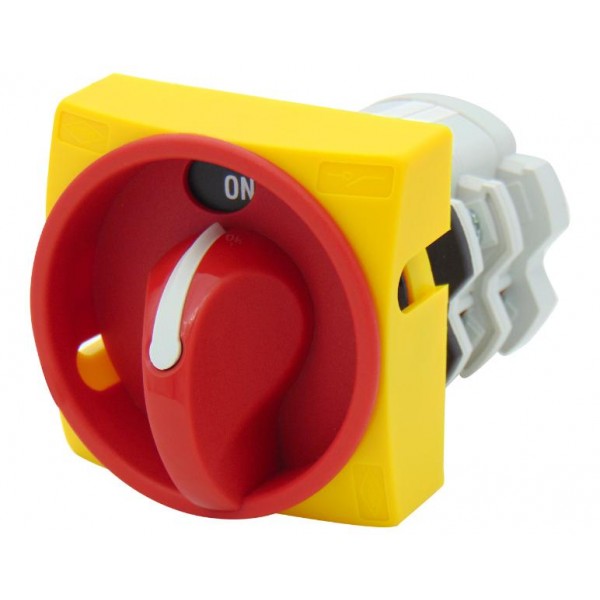 Διακοπτης Περιστροφικος 0-1 3P 25A Με Πλακα Ασφαλειας 67X67 Κιτρινη Ca02500G3Rl6 Vem