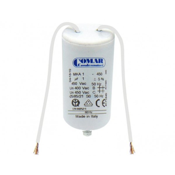 Πυκνωτης Μονιμου Λειτουργιας Καλωδιου 1Μf 450Vac Comar