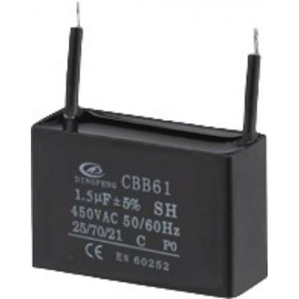 Πυκνωτης Πολυπροπυλενιου Ανεμιστηρωn Καλωδιου 1.5Μf 450Vac Cbb61 Cbb