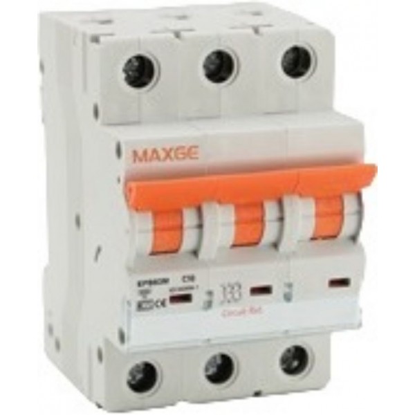 Ασφαλεια Ραγας 3P C 10A 6Ka 400Vac Epb-63M Maxge