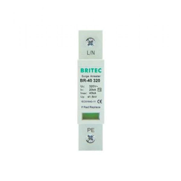 Αντικεραυνικα Ραγας T2 1P 40Ka 320Vac Br-40-320-1 Britec