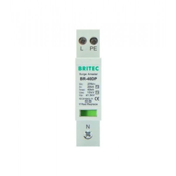 Αντικεραυνικα Ραγας T2+T3 1P+N 40Ka 275Vac Br-40Dp-275-1+1 Britec