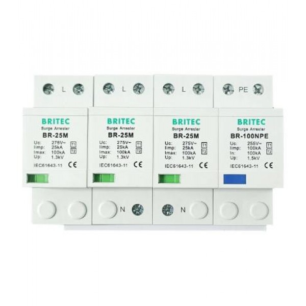 Αντικεραυνικα Ραγας T1+T2+T3 3P+N 100Ka 275Vac Br-25M-275-3+1 Britec