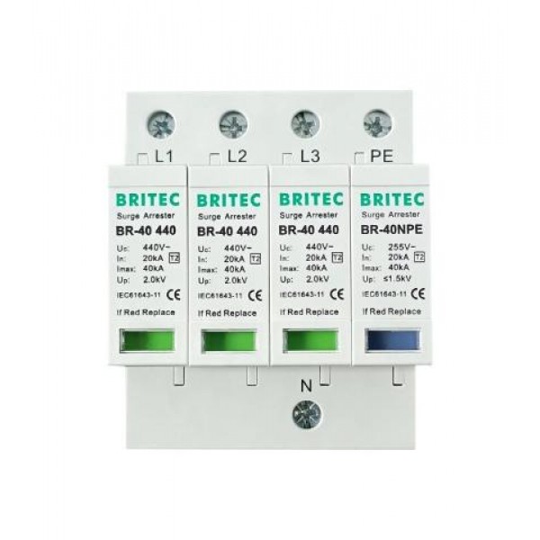 Αντικεραυνικα Ραγας T2 3P+N 40Ka 440Vac Br-40-440-3+1 Britec