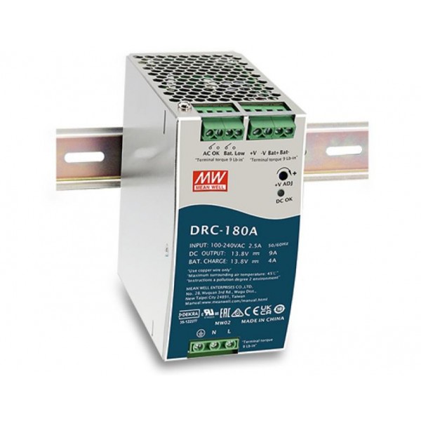 Τροφοδοτικο Ραγας 179.4W/13.8Vdc/9A Με Φορτιστη Μπαταριας (Ups) Drc-180A Mean Well