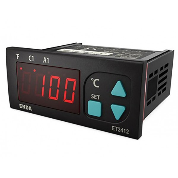 Ελεγκτης Θερμοκρασιας Ψηφιακος 77X35 230Vac Εξοδος 1No+1Nc Με Σενσορα Ntc 1.5M Et2412 Enda