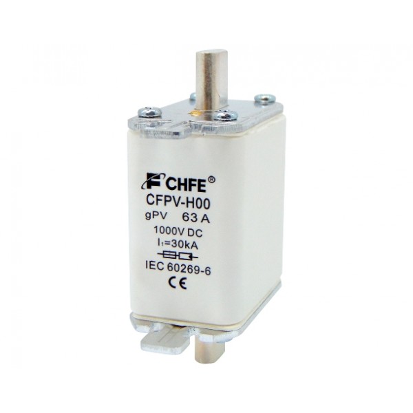 Ασφαλεια Μαχαιρωτη Φωτοβολταϊκων H00 63A 1000Vdc Gpv Cfpv-H00 Chf